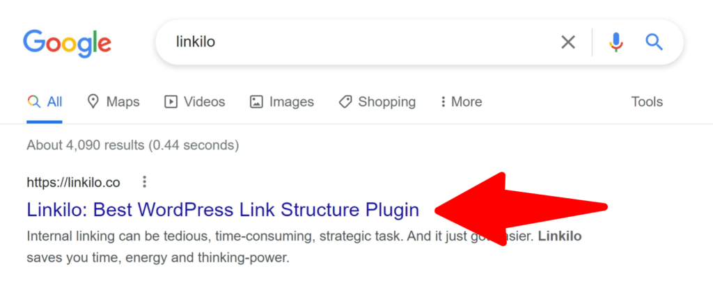 title tag on google serp