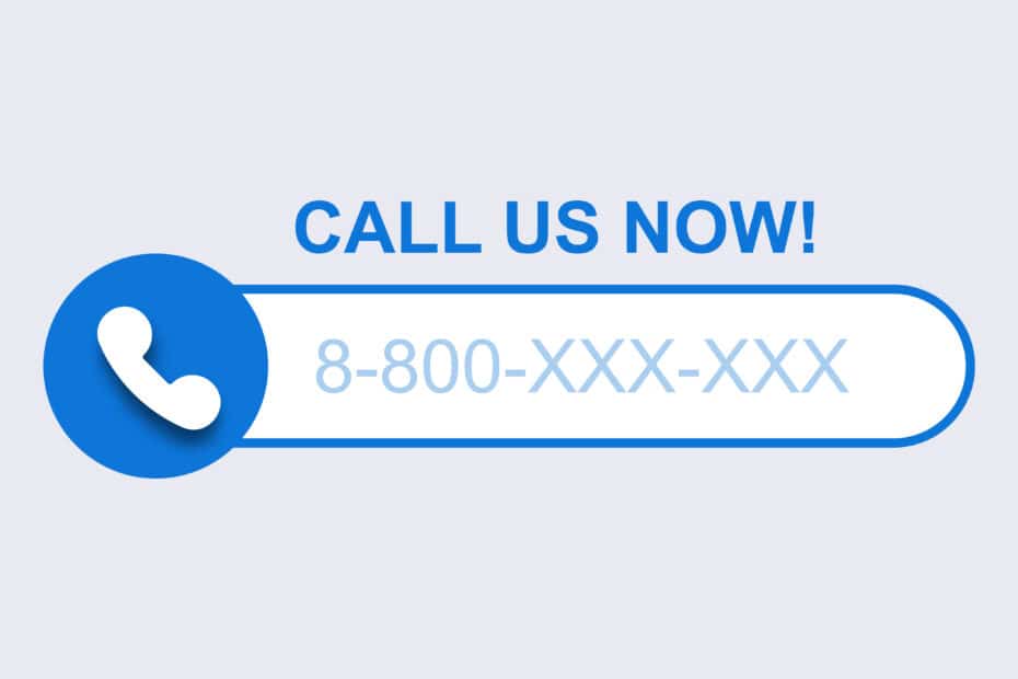 Phone call us now template. Blue mobile call with subscriber number modern digital user connection smartphone graphical interface with conversation recording and blocking unwanted vector person.
